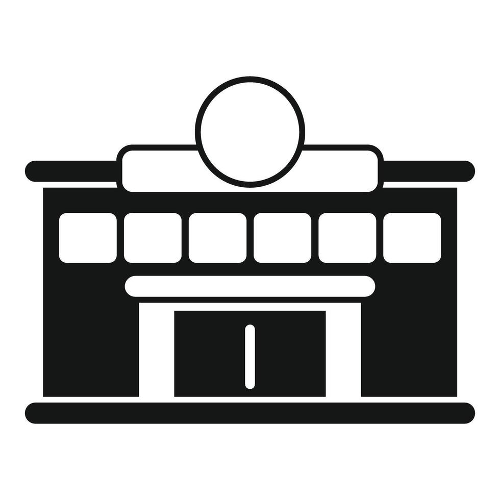 Big supermarket building with round signboard for advertising vector
