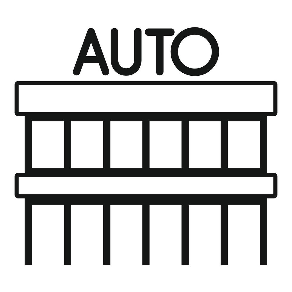 Auto dealership building facade drawing showing large windows vector