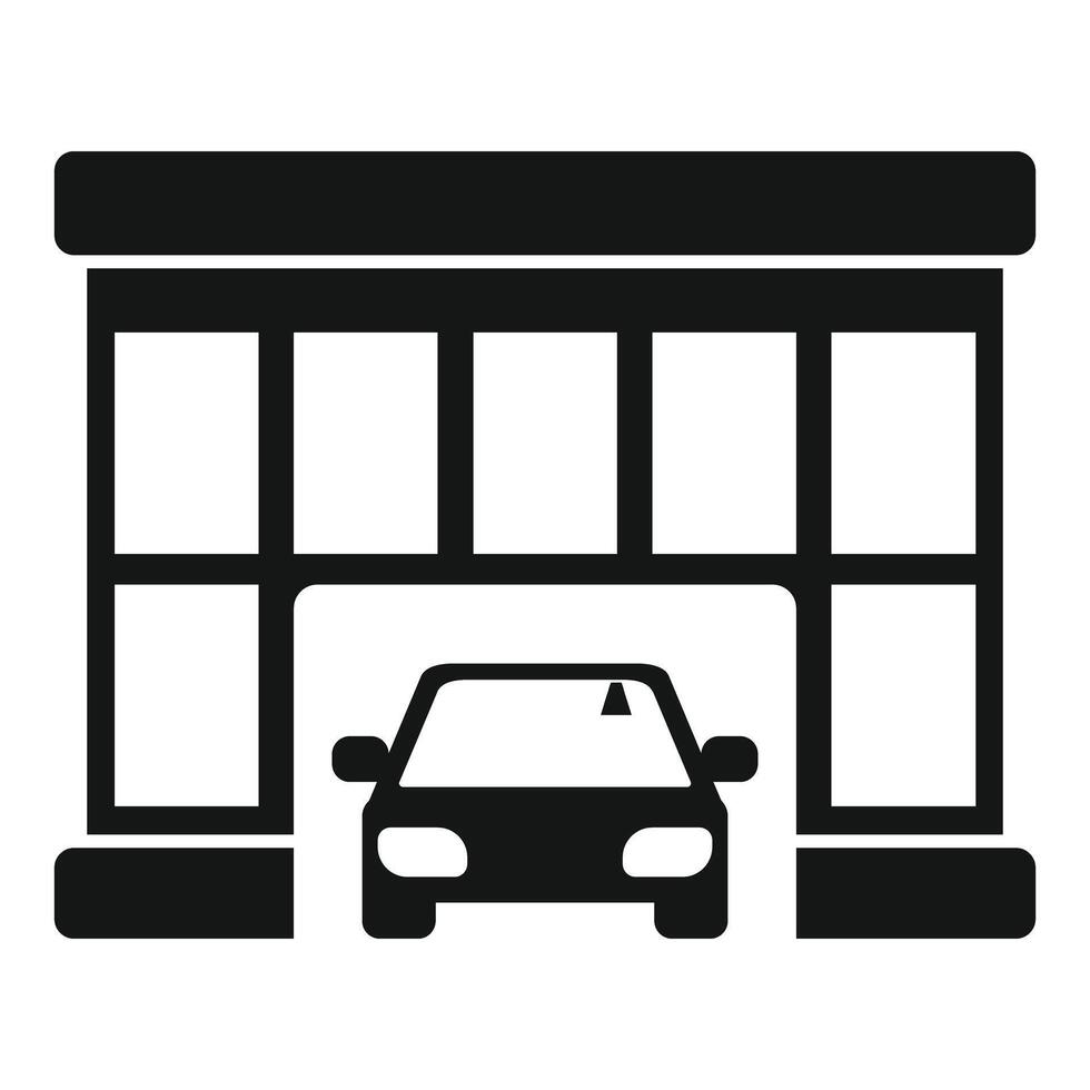 Car entering modern garage building leaving for work vector
