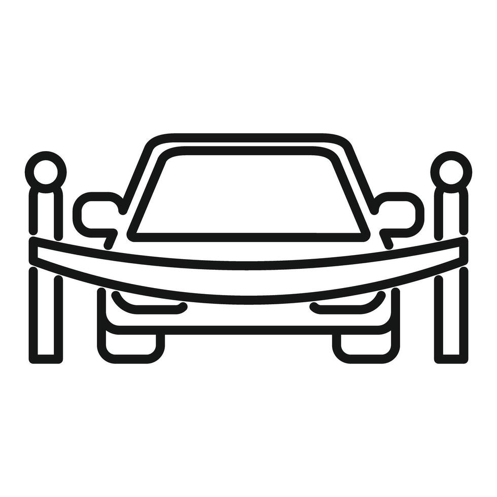 Car parked behind caution tape line icon vector