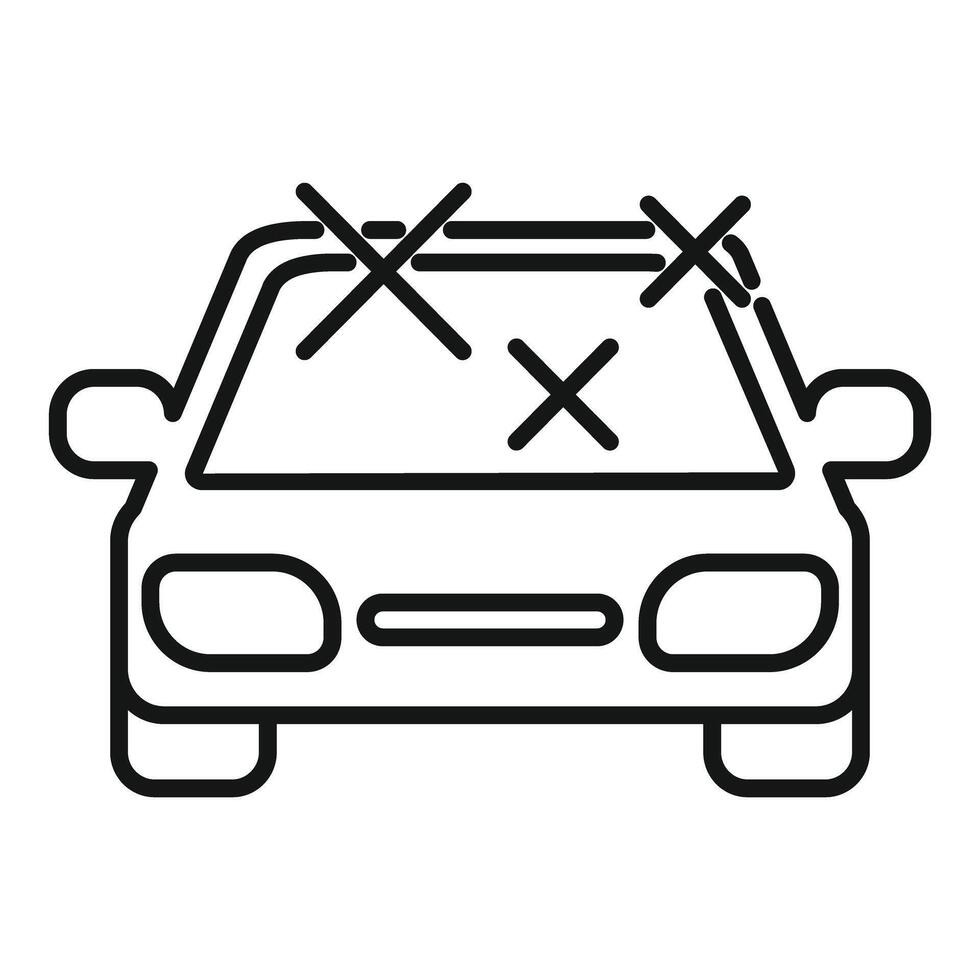 Broken car windshield showing accident damage icon vector