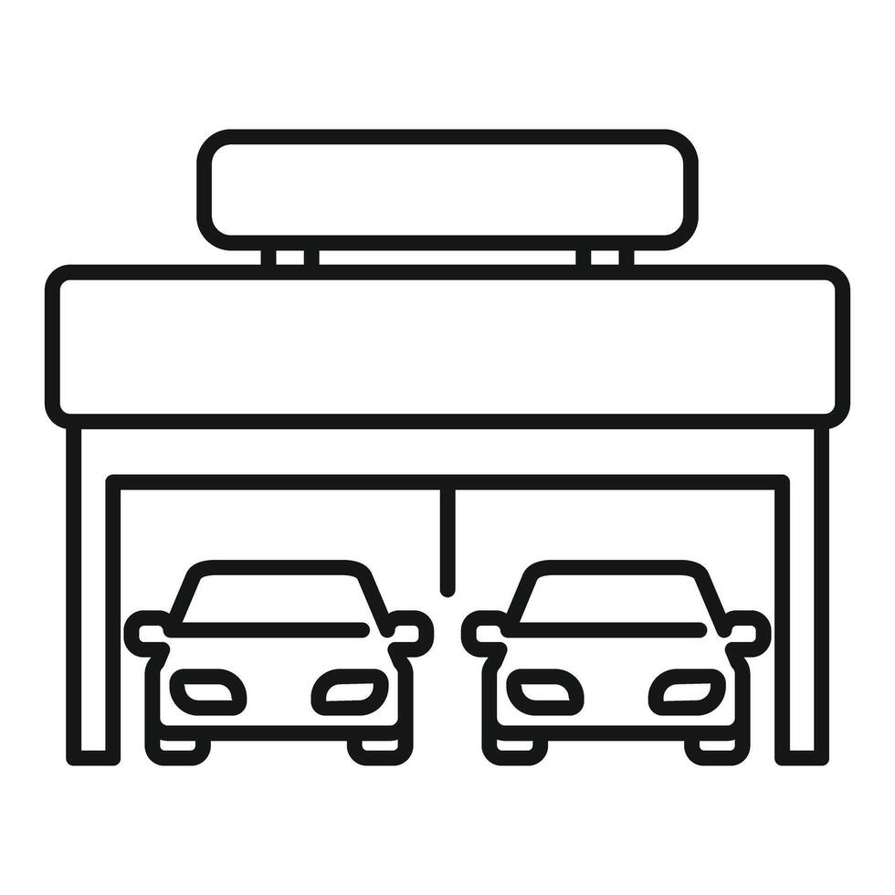 Two cars parked inside modern garage building vector