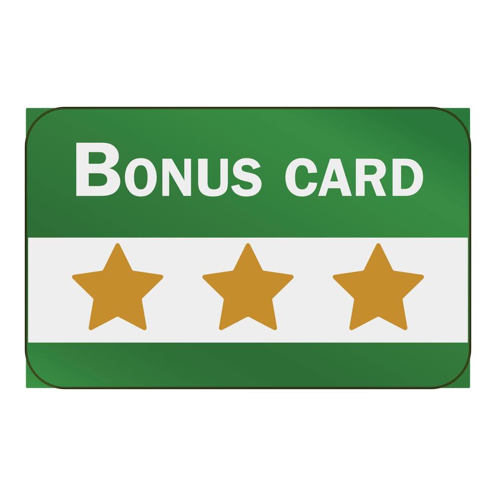 Green bonus card with three gold stars for customer loyalty program vector