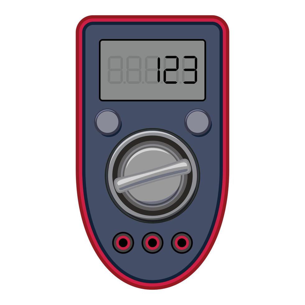 Digital multimeter showing measurement result on lcd screen vector