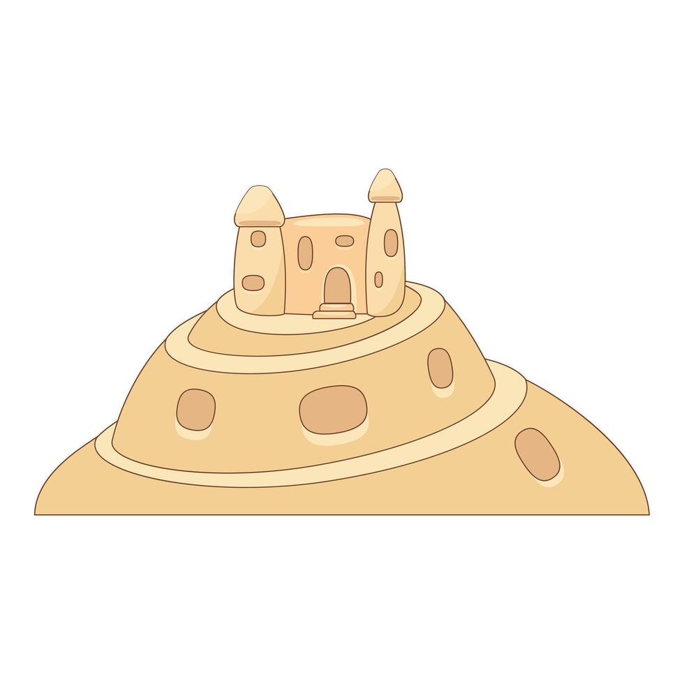 Sand castle standing on a sandy hill illustration vector