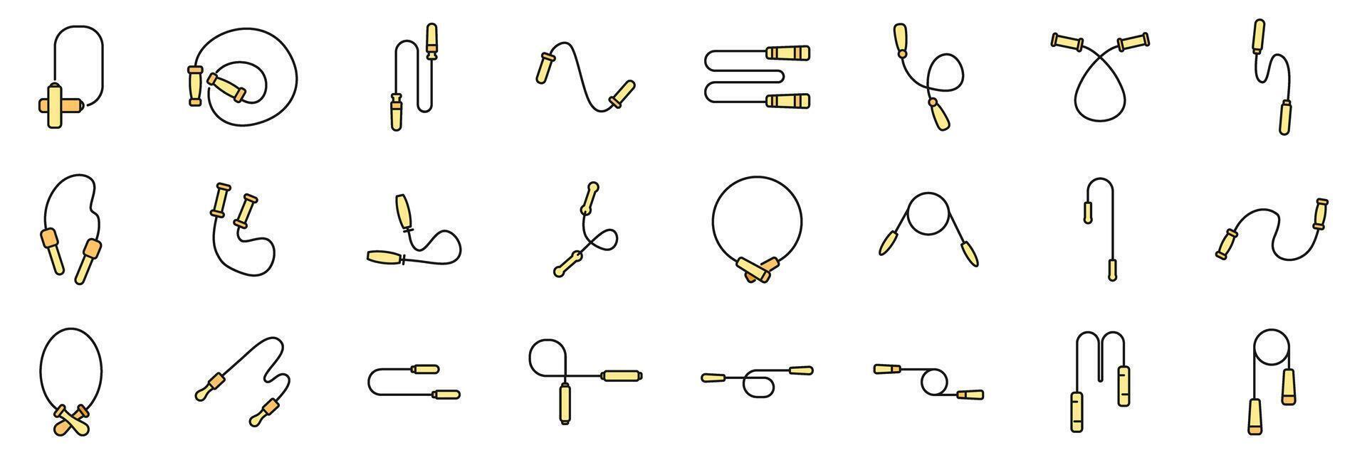 Collection of jump ropes in different styles for fitness enthusiasts vector