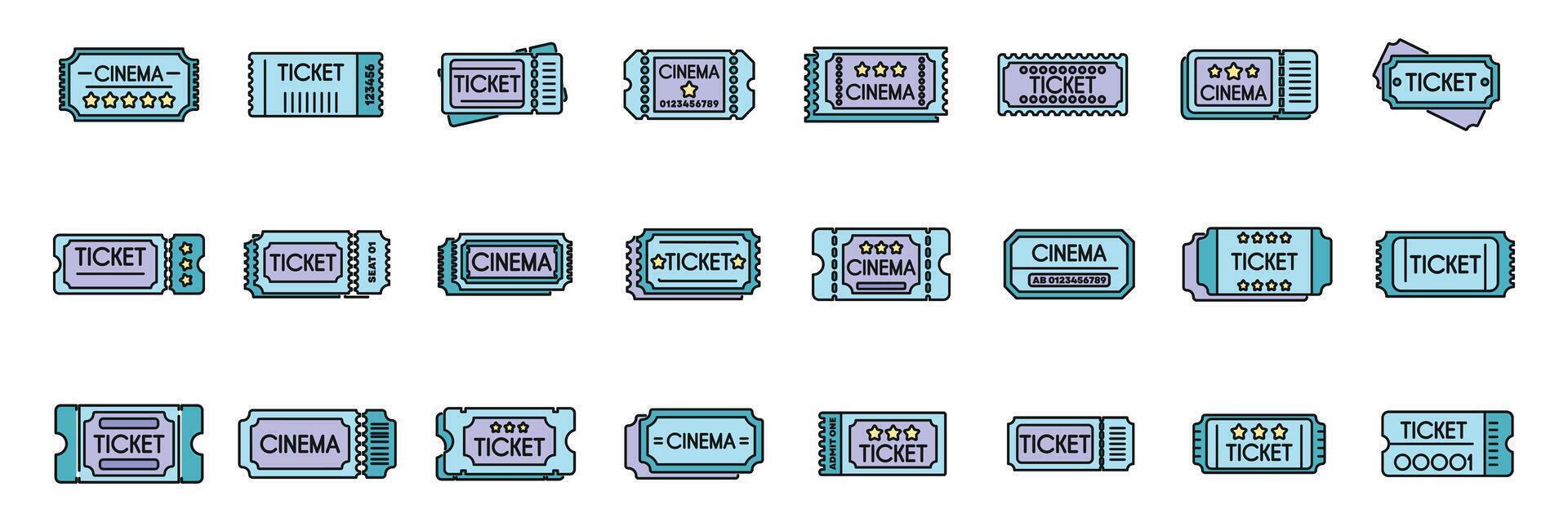 Set of cinema tickets representing entertainment and movie watching experience vector