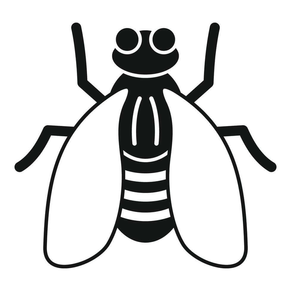 Simple black and white icon of a house fly with wings open vector
