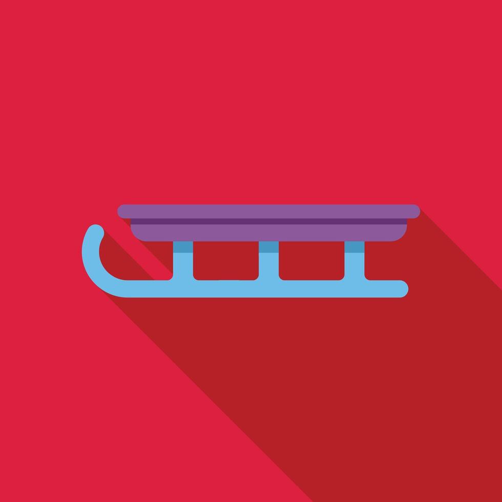 Wooden sled standing on snowy hill in wintertime minimalist illustration vector