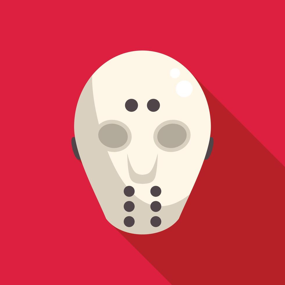 White hockey mask is laying on a red surface vector