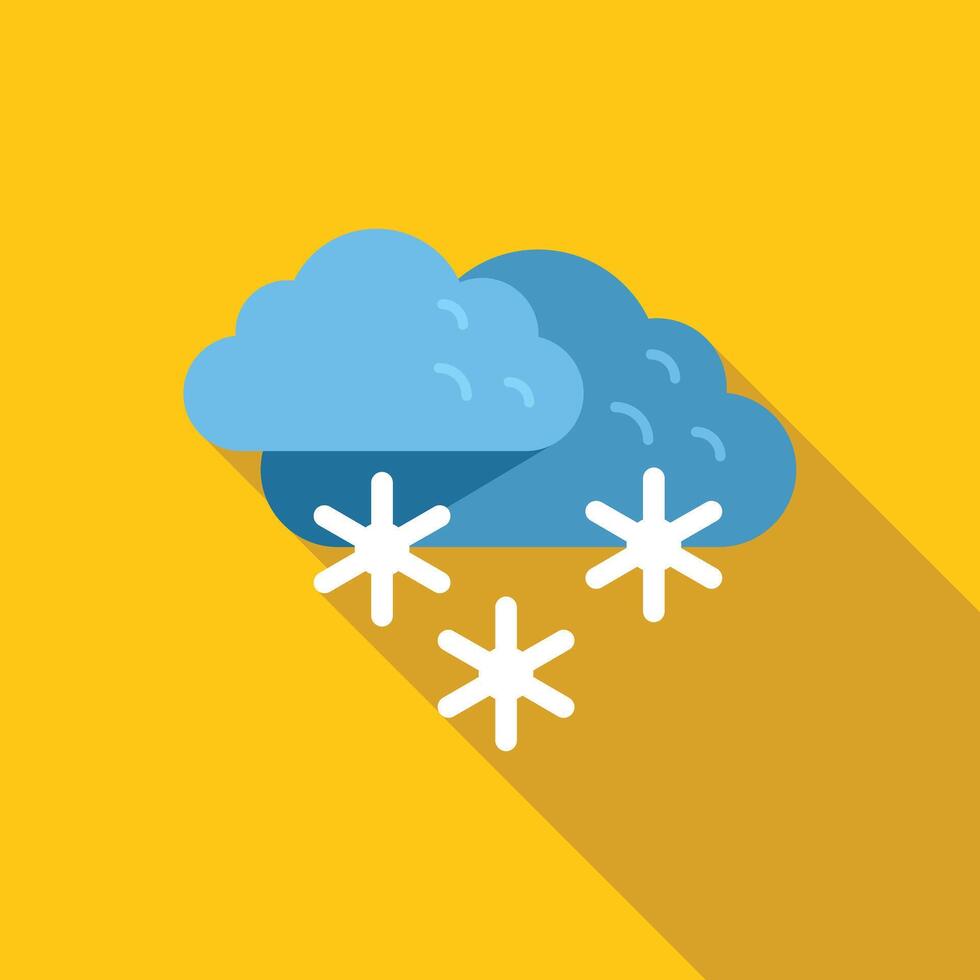 Blue cloud falling snowflakes winter season flat design icon vector