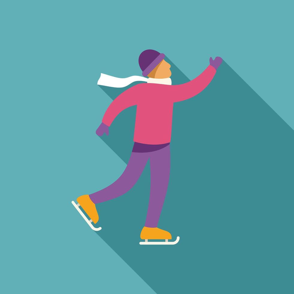 Man ice skating wearing winter clothes having fun vector