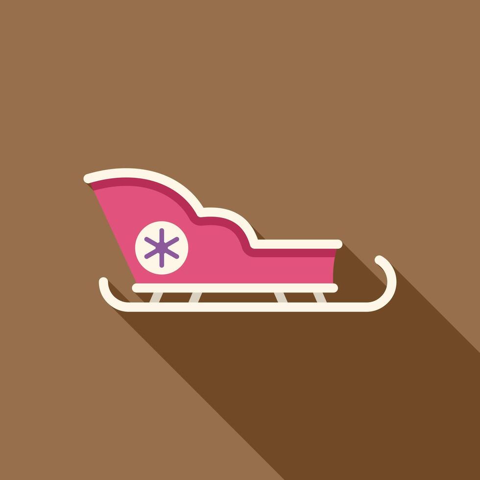 Pink christmas santa claus sleigh delivering gifts icon with long shadow vector