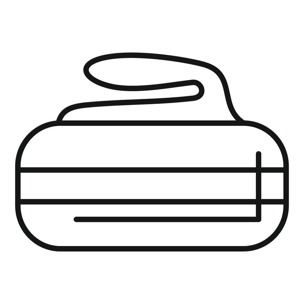 Line icon of a curling stone sliding on ice vector