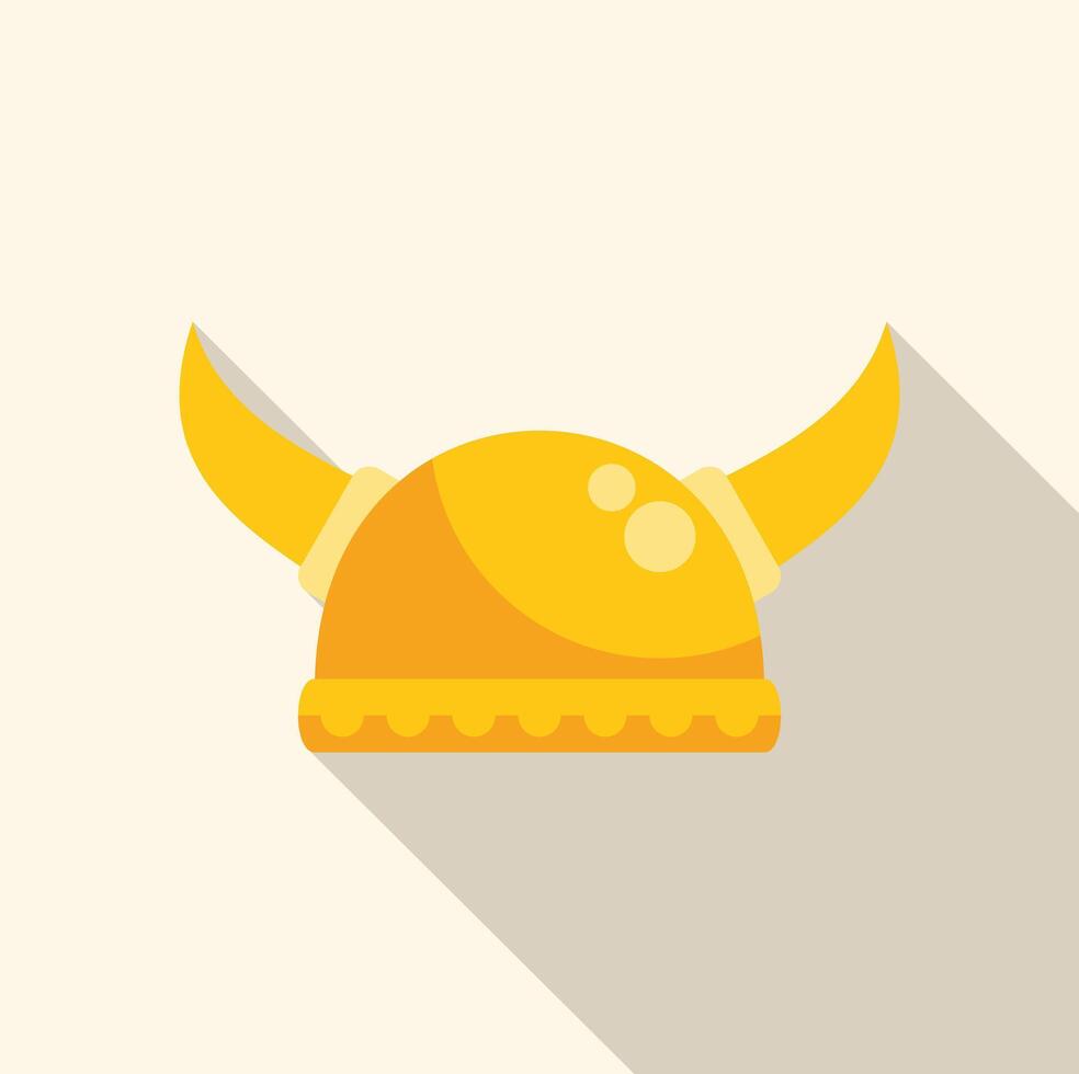 Golden viking helmet with horns pointing upwards on white background vector