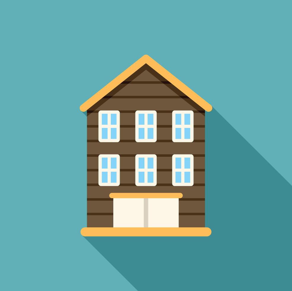 Three storey wooden house casting long shadow vector
