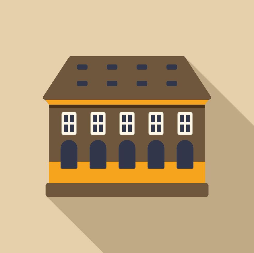 Town hall building facade with windows and doors flat design icon vector