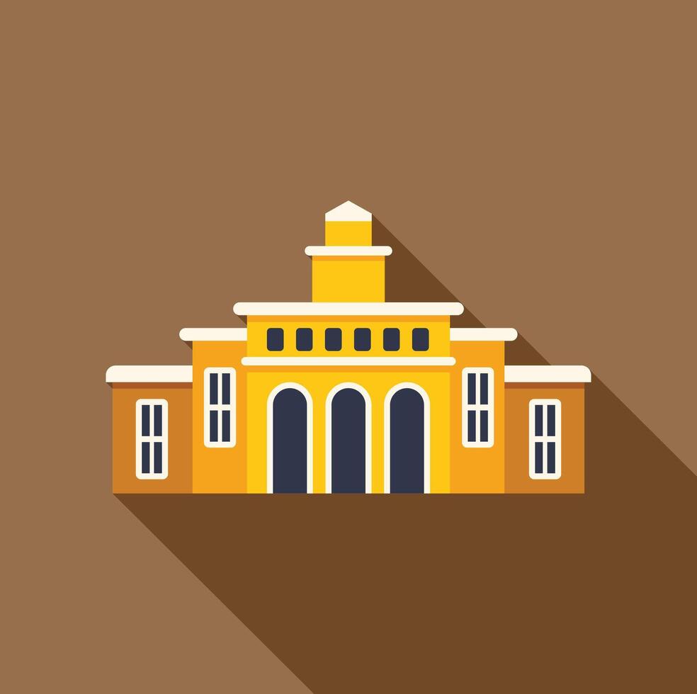 Large city hall building with arched entranceway and tower vector
