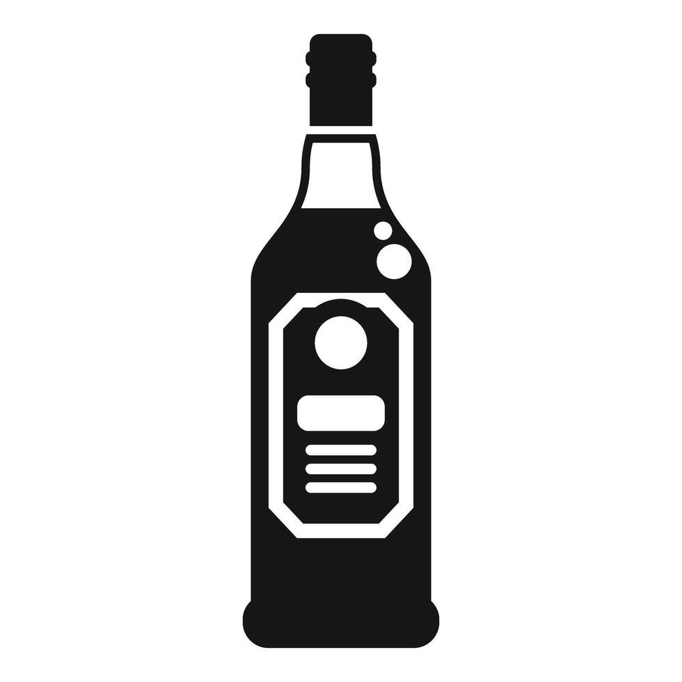 Black bottle of alcohol with blank label standing up vector