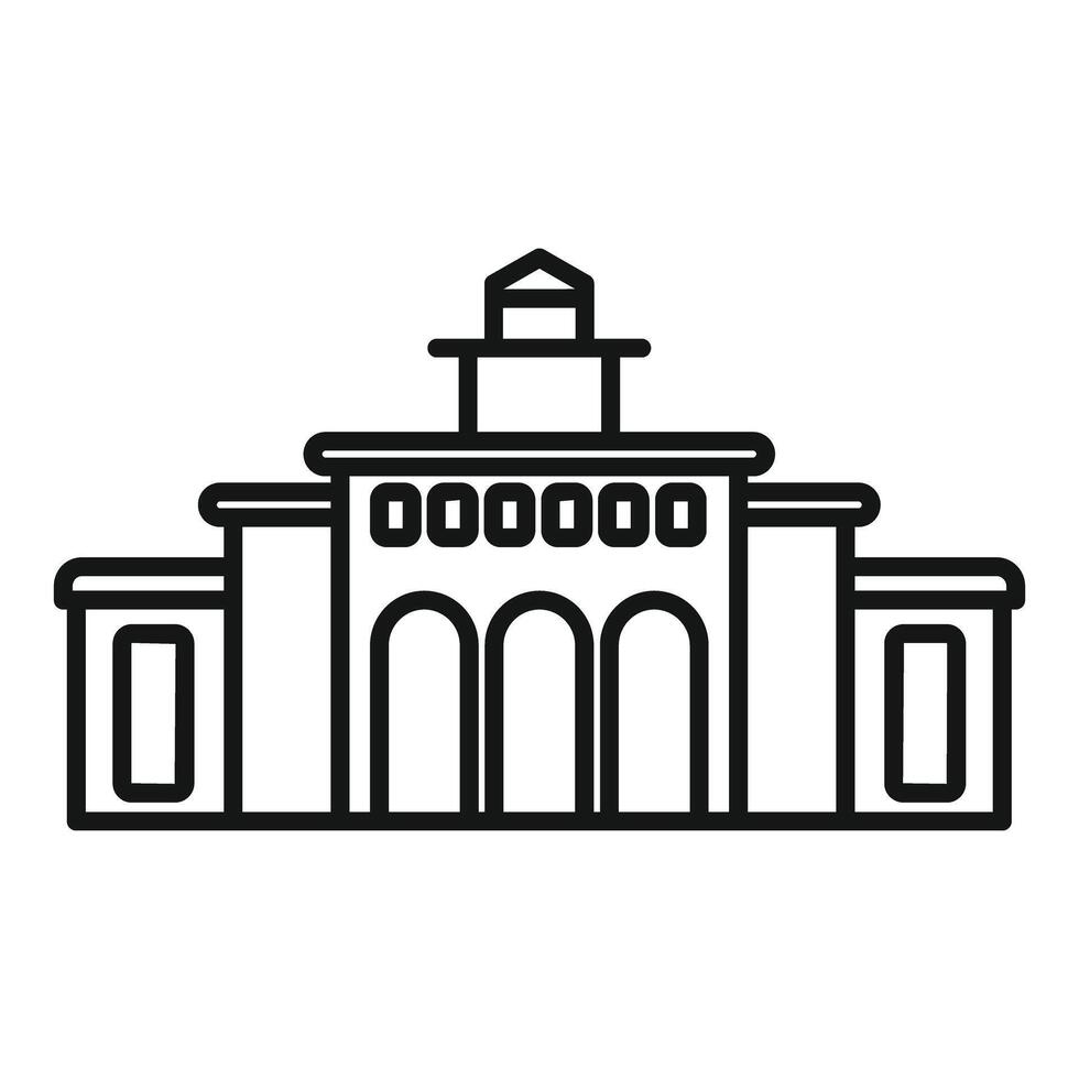 Large building facade with columns and windows drawing vector