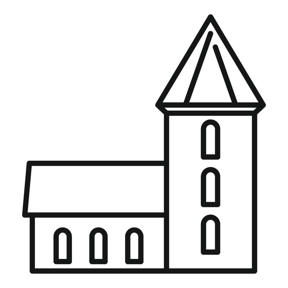 Building of small medieval church with spire tower vector