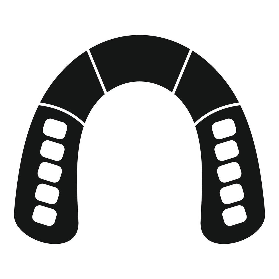 Black mouth guard protecting teeth during sports activities icon simple style vector