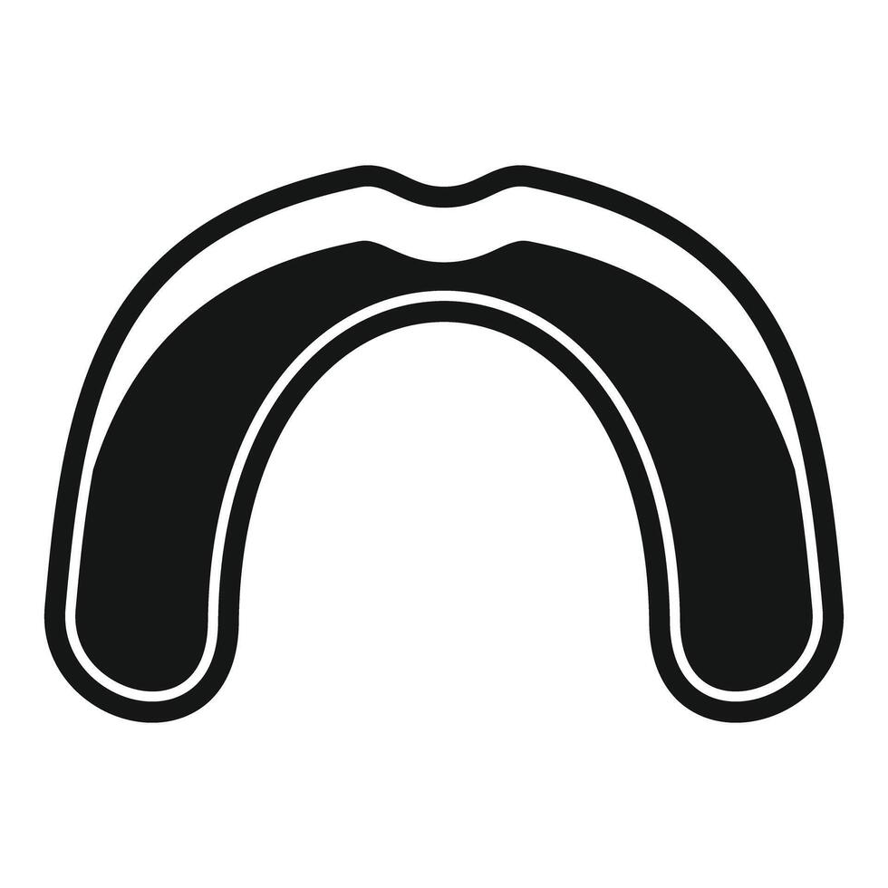 Black mouth guard protecting teeth during sports activities icon vector