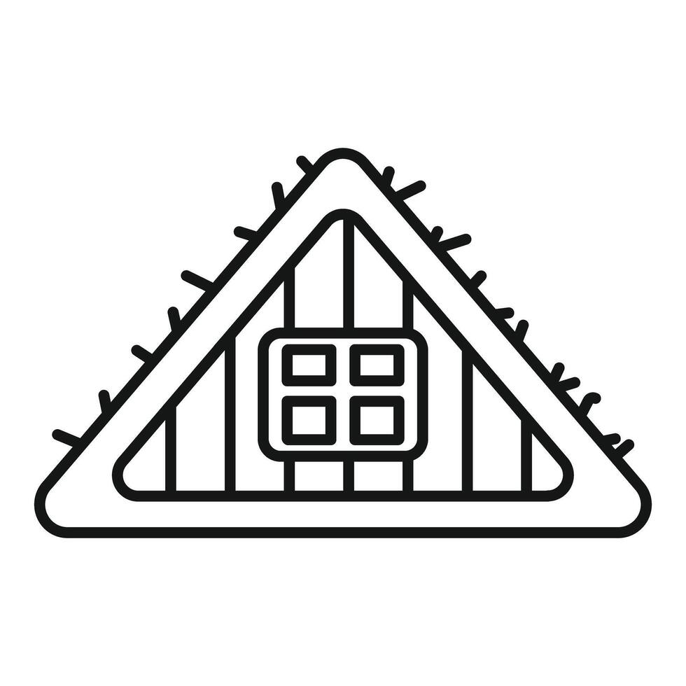 Line drawing of a roof being covered with snow vector
