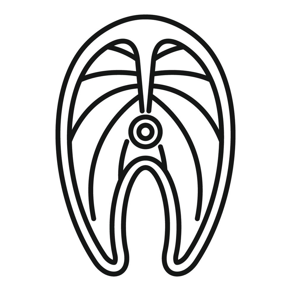 Icon of salmon steak showing fish meat with bones vector