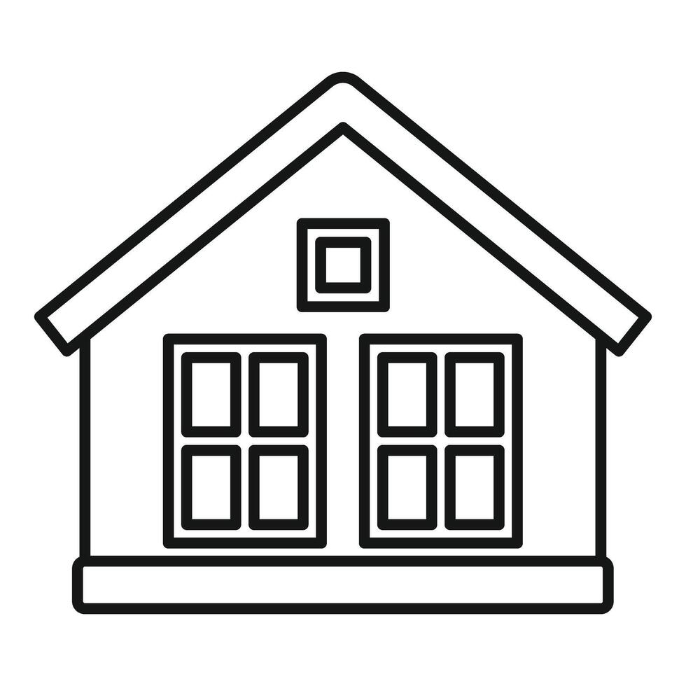 Two storey house facade drawing with attic window vector