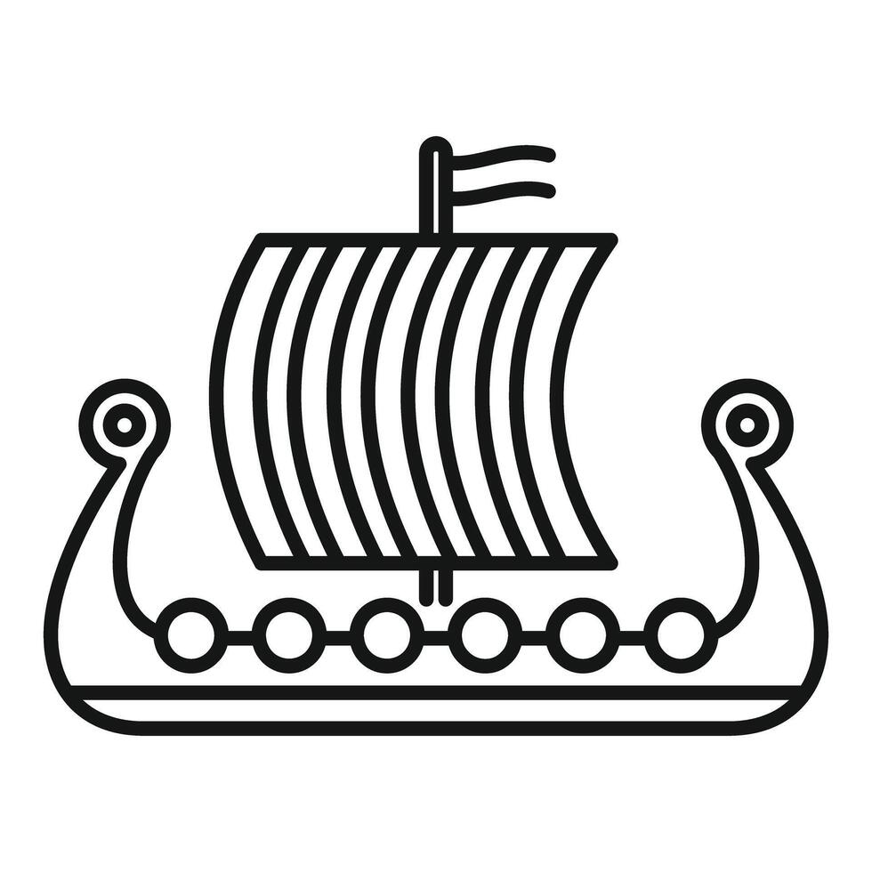 Viking ship drakkar longship sailing with full sails vector