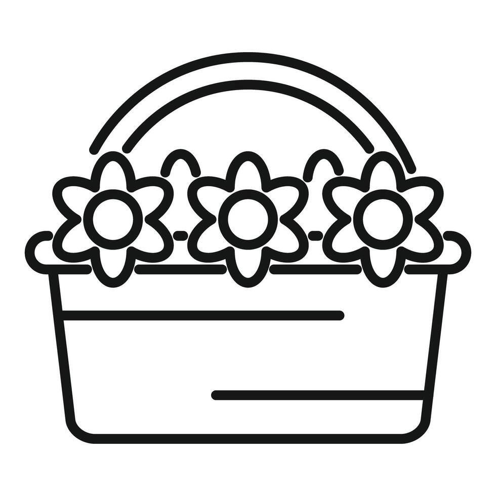 Wicker basket overflowing with beautiful blooming daffodils vector