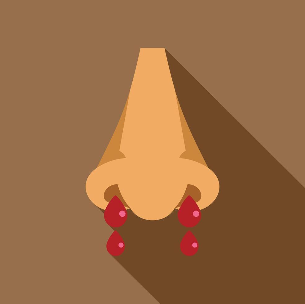 Human nose bleeding with blood drops flowing down, health and medical concept vector