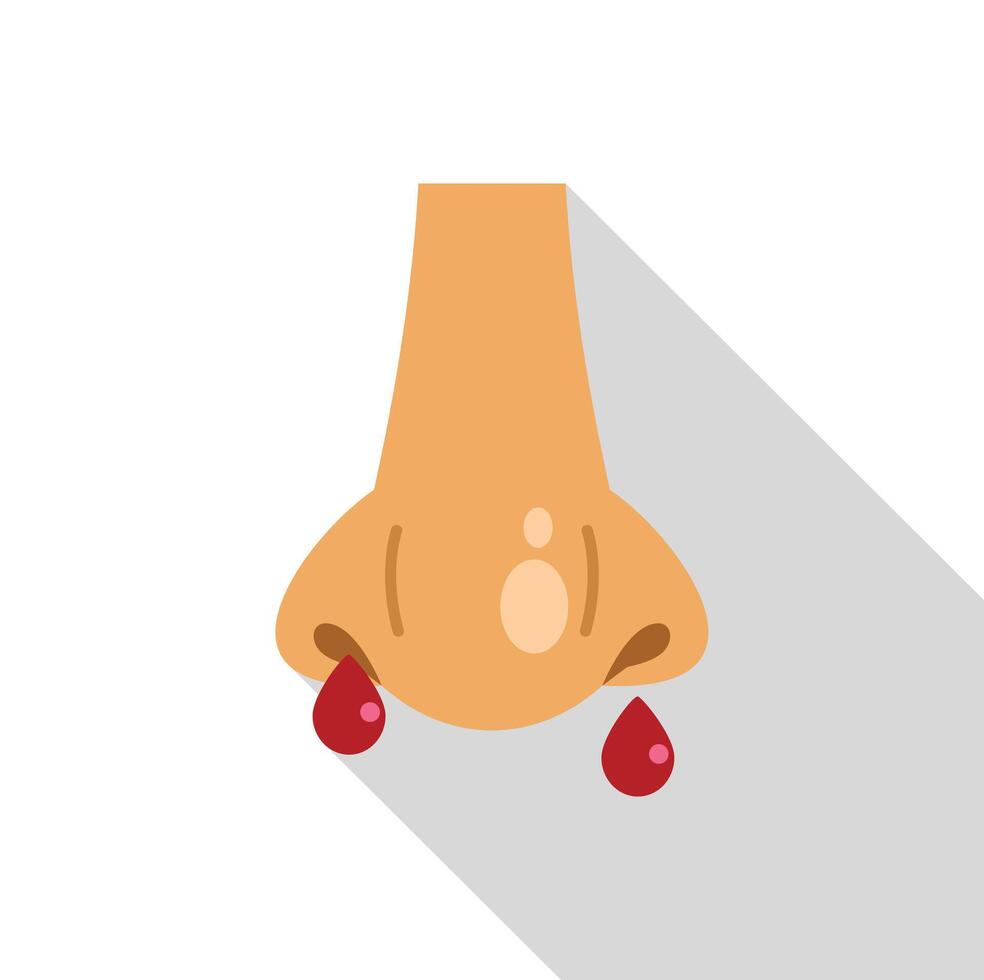 Nose bleeding with blood drops flowing from nostril icon vector