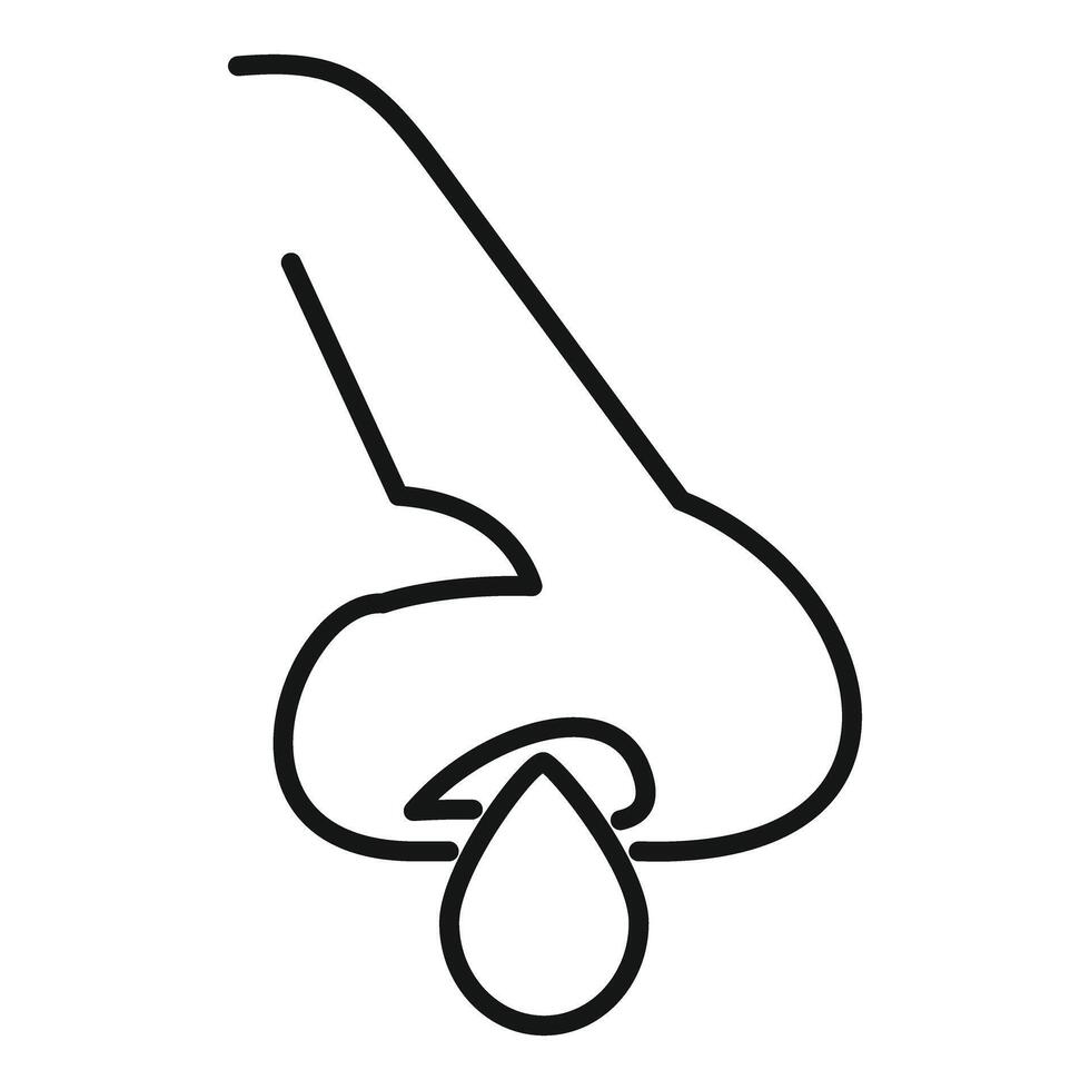 Nose bleeding with a drop of blood falling down line icon vector
