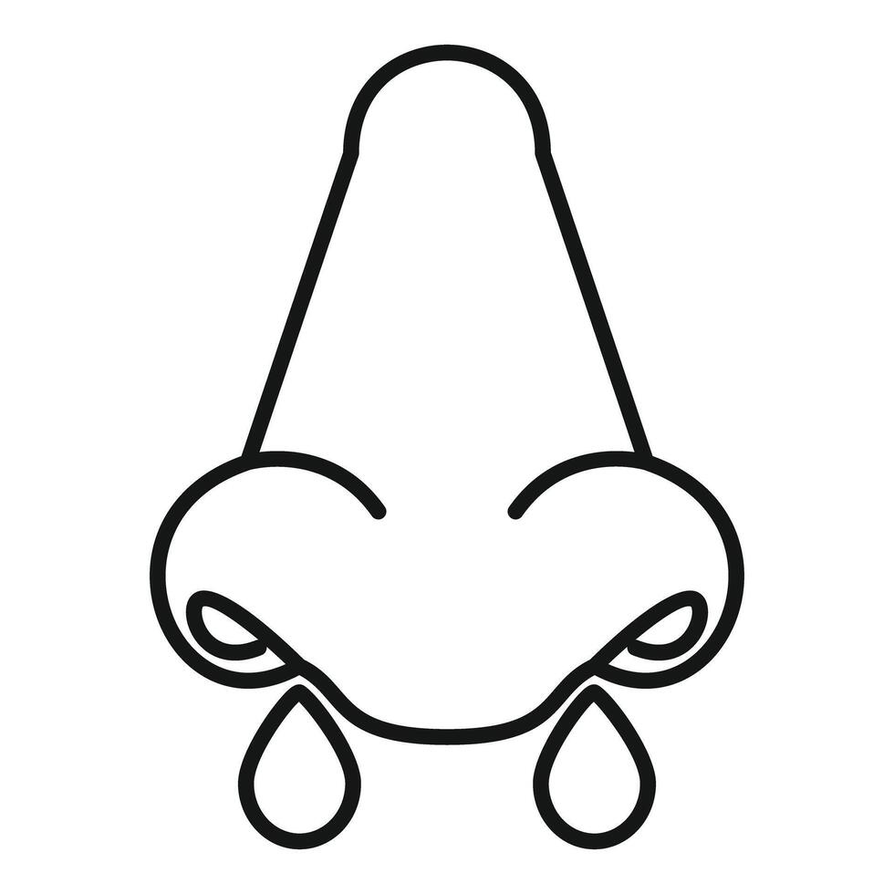 Human nose having a runny nose with snot flowing out vector