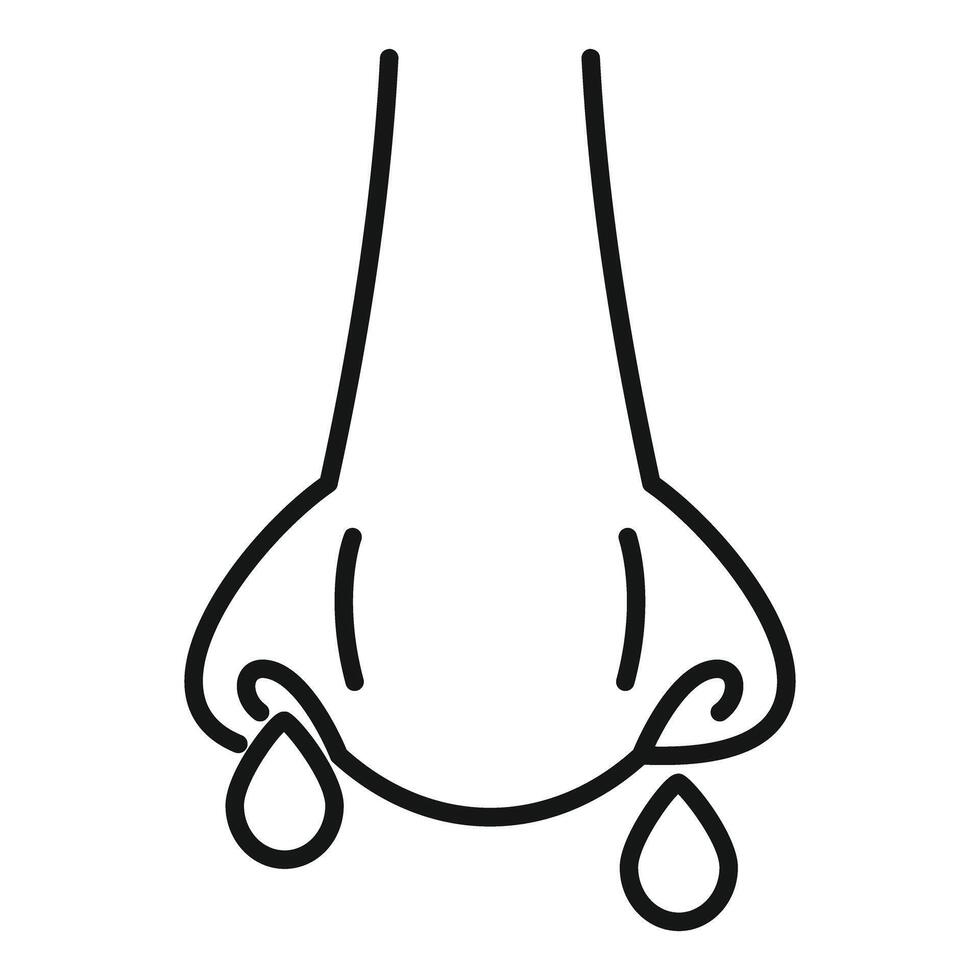 Human nose dripping snot showing symptoms of allergy or rhinitis vector