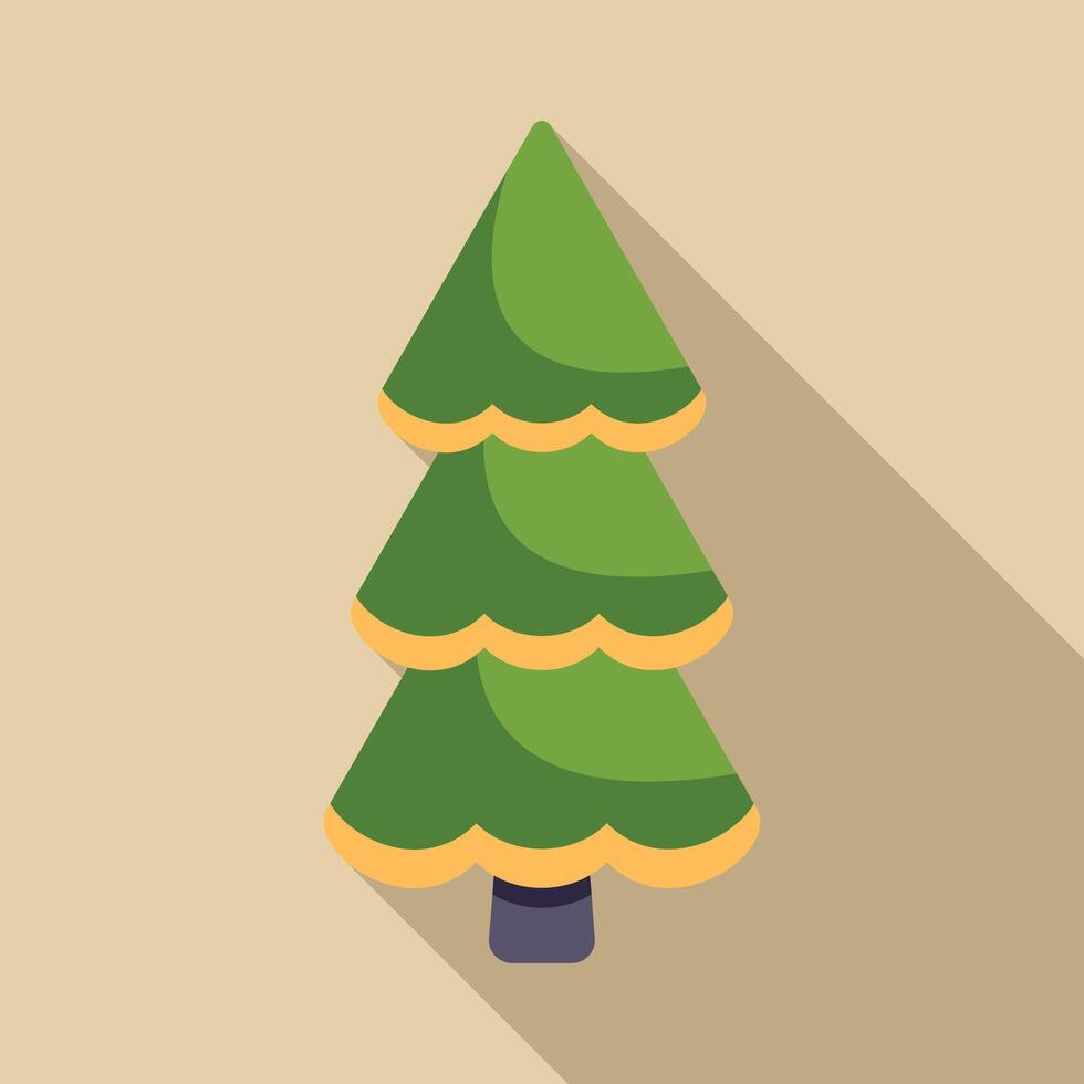 Green stylized christmas tree casting long shadow vector