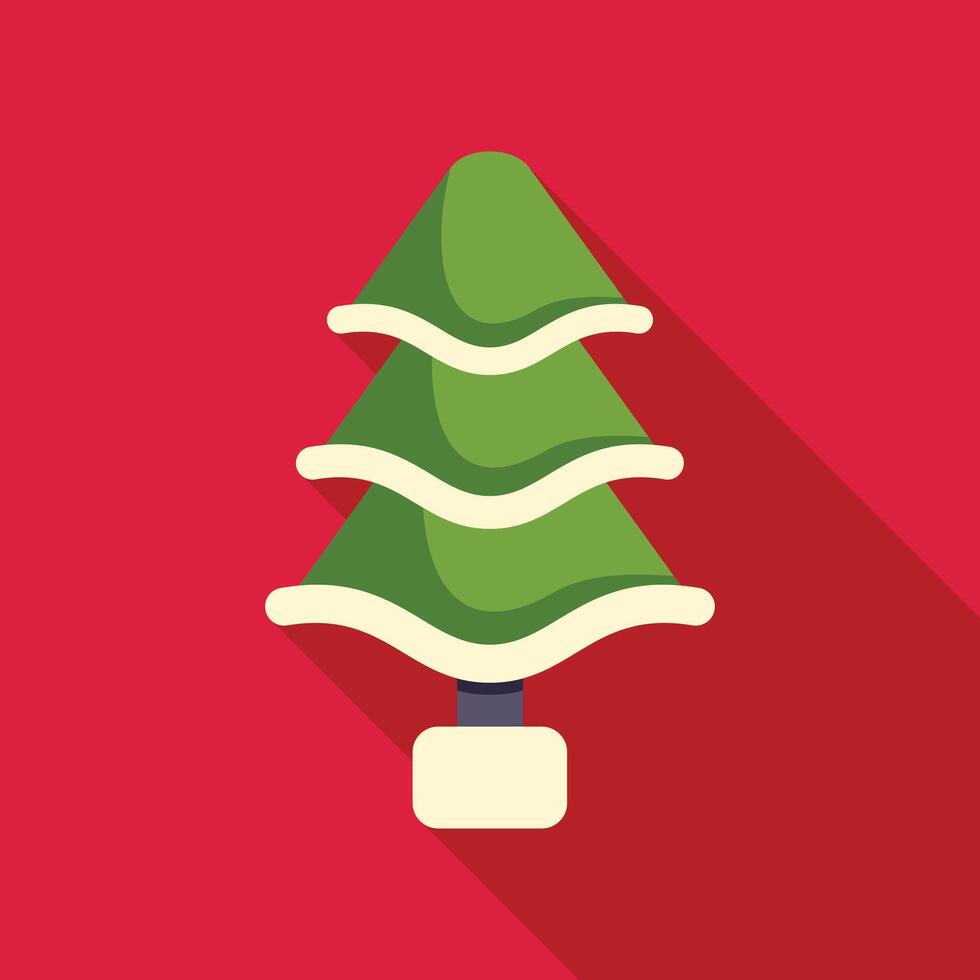 Green christmas tree standing on red background vector