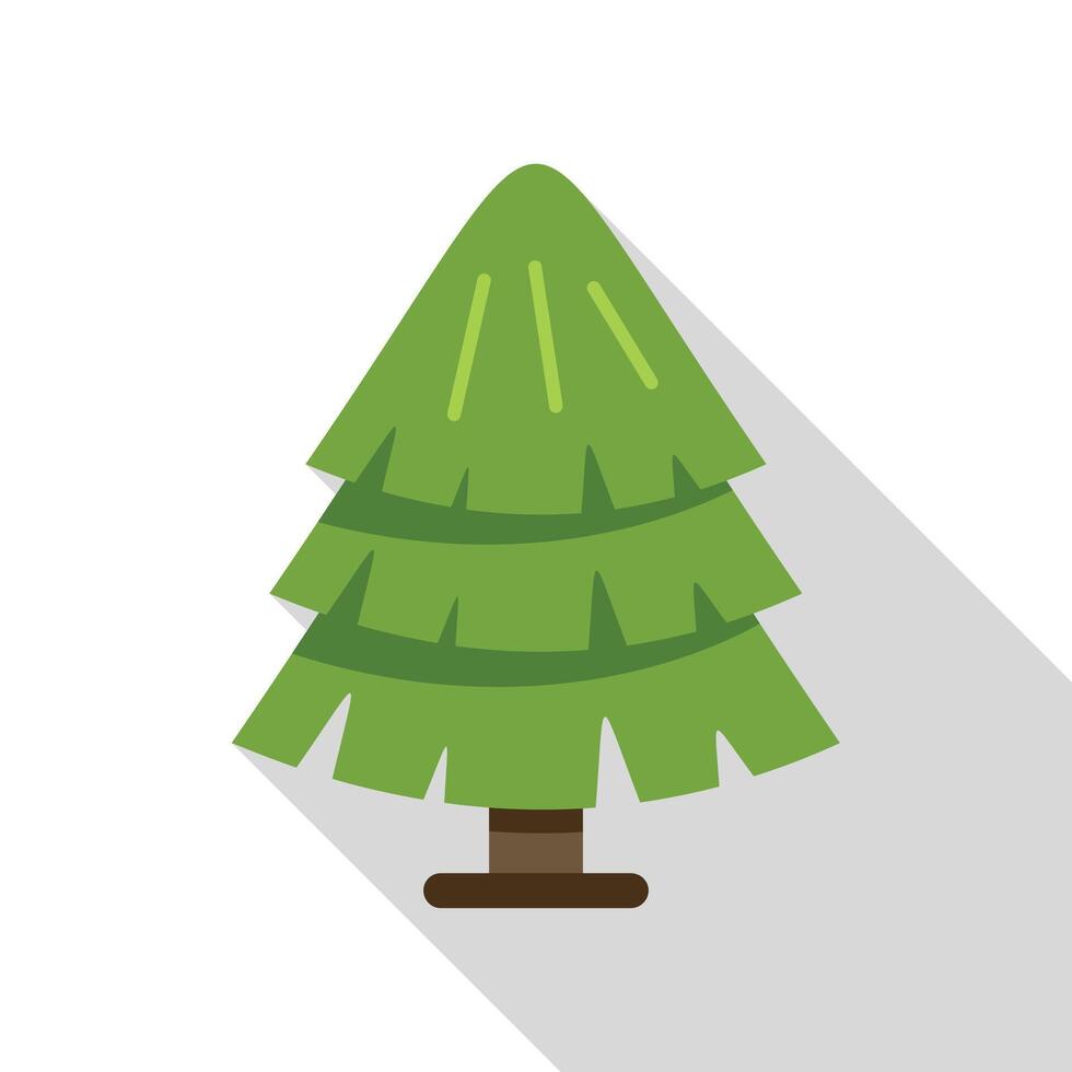 Green pine tree growing with long shadow vector