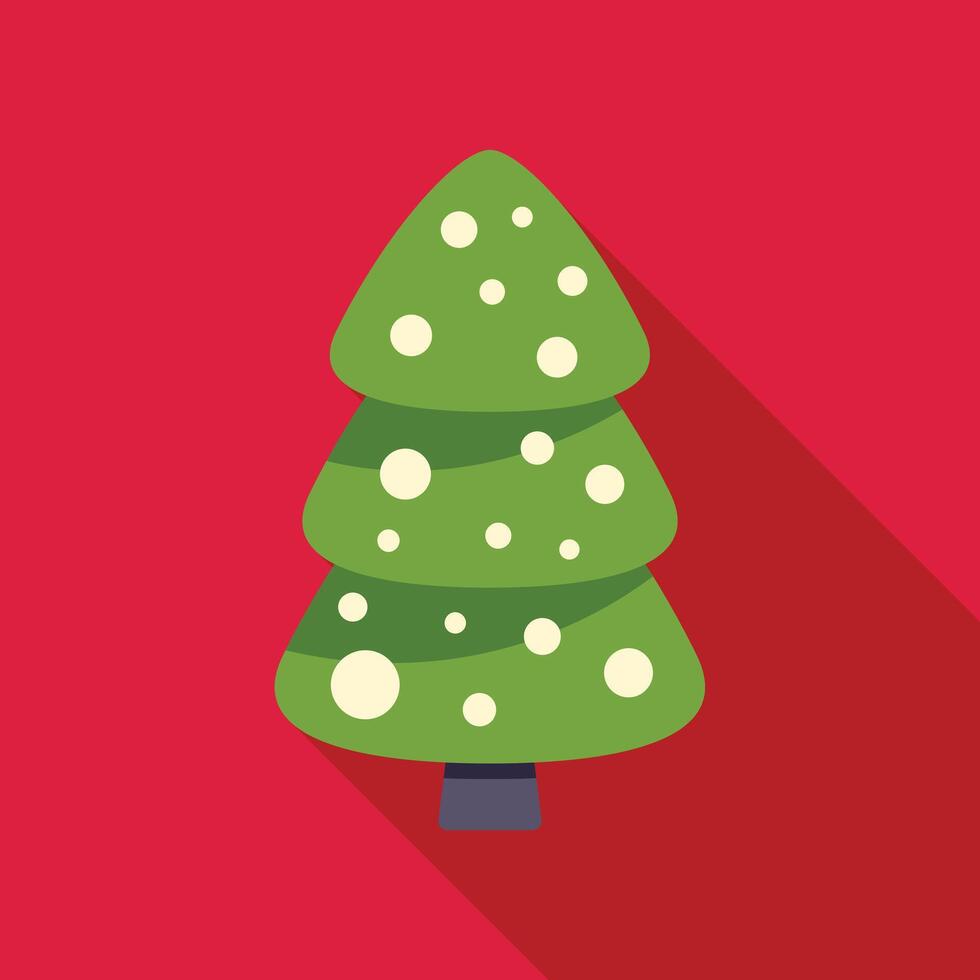 Green christmas tree with snowflakes standing on red background vector