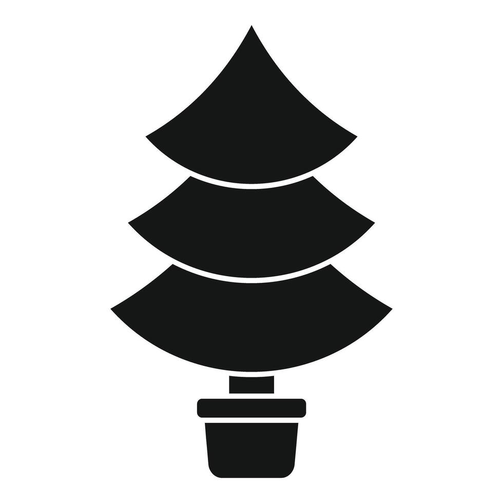 Black simple christmas tree growing in pot icon vector
