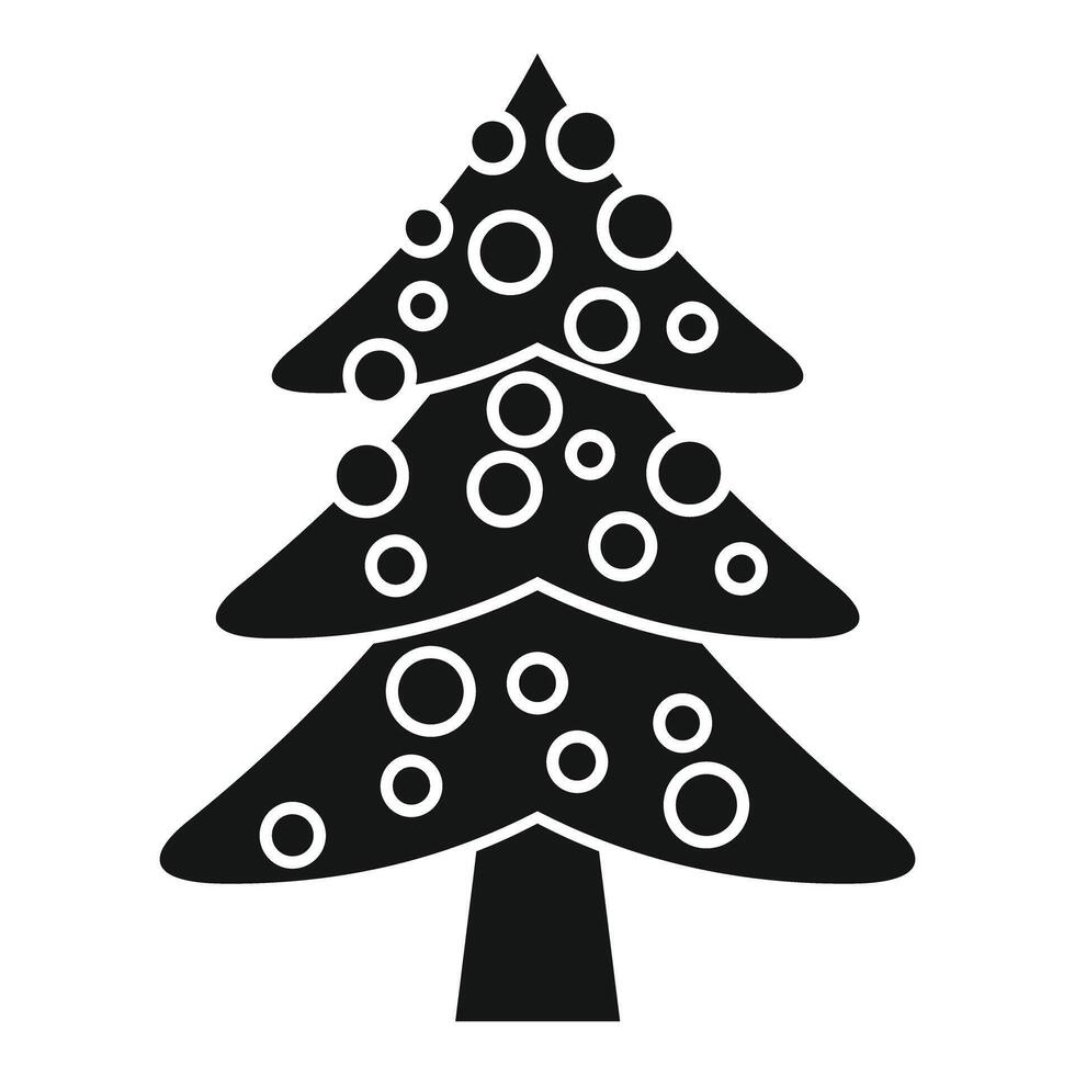 Black christmas tree silhouette with round ornaments vector