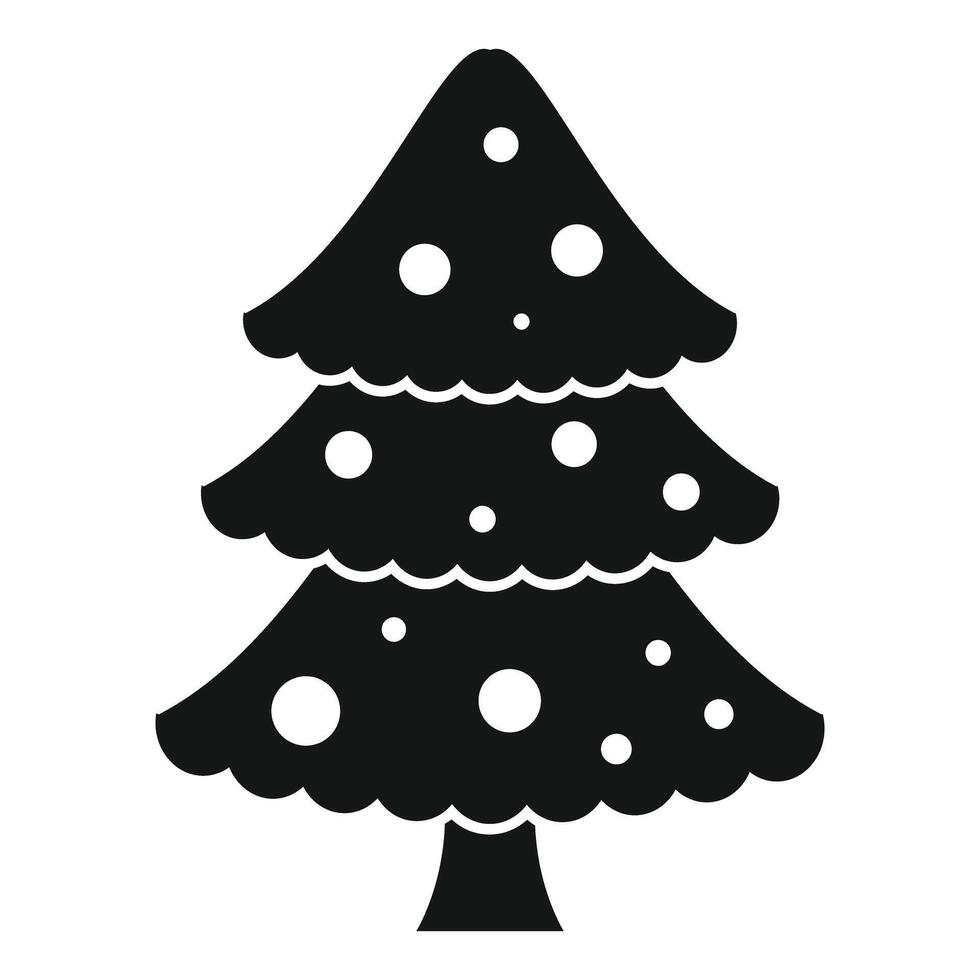 Black christmas tree silhouette with round ornaments vector