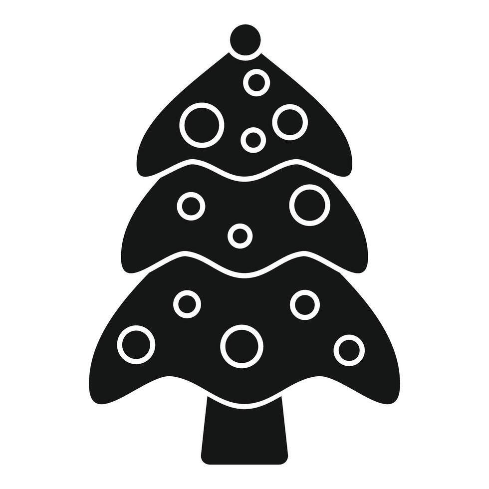 Christmas tree decorated with round baubles icon simple style vector