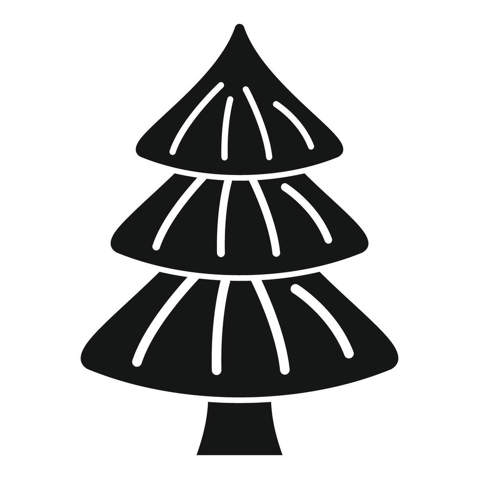 Black and white icon of a fir tree growing in simple style vector