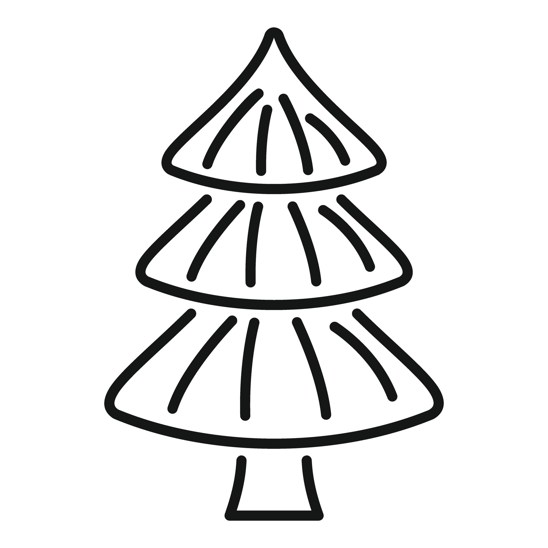 Simple christmas tree line art icon representing winter holidays ...