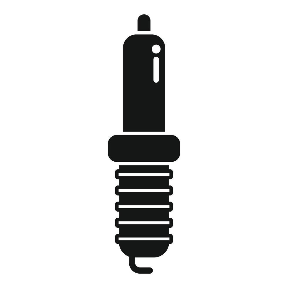 Black glyph style icon representing a spark plug for combustion engines vector