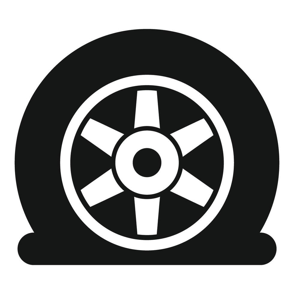 Flat tire icon showing wheel need repair on road vector