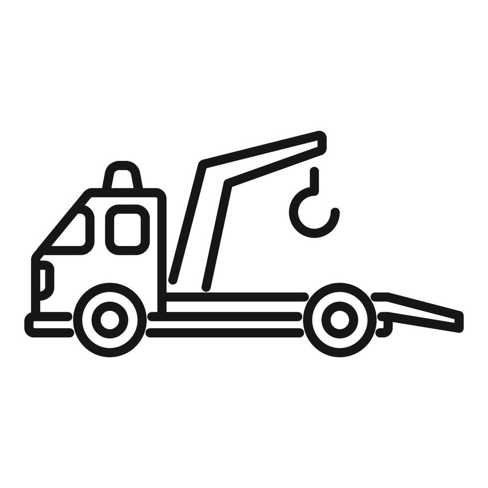 Tow truck offering roadside assistance with hook lowered down in cartoon style vector